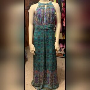 Emma & Michele Teal and Orange Patterned Maxi Dress